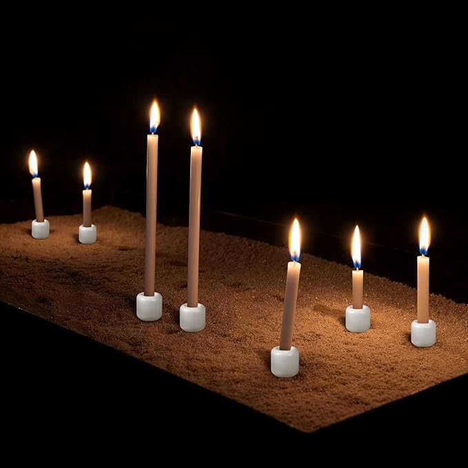 Suclain 20 Pieces 0.7 Inch Chime Candle Holder Small Candle Holders Ceramic Holder for Rituals, Spells, Vigil, Altar, Witchcraft, Wiccan Supplies(White)