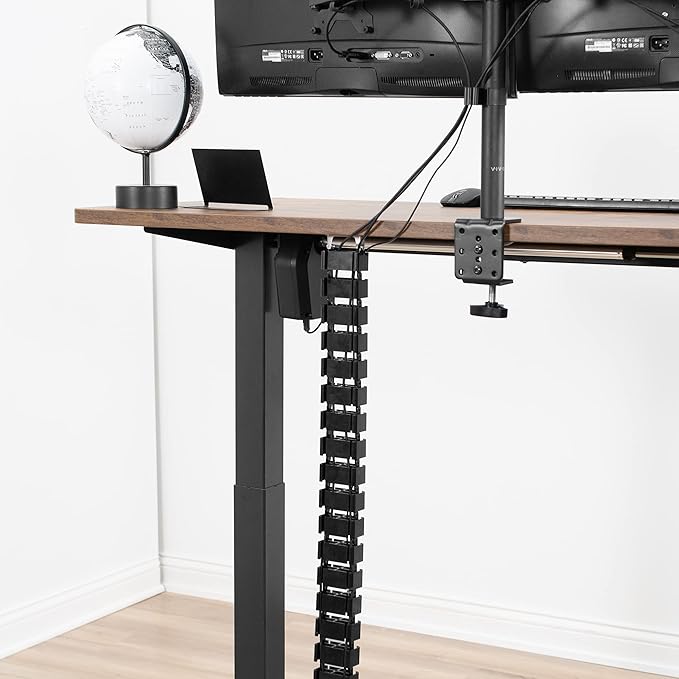 VIVO Under Desk Vertebrae Cable Management Kit, Adjustable Quad Entry Flexible Cord Organizer for Home Office, Black, DESK-AC01C