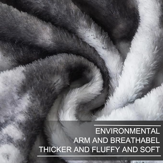 Richave Fuzzy Blanket for Couch - Tie Dye Grey,Premium Lightweight Anti-Static, Cozy and Furry Faux Fur, Reversible Throw Blankets for Sofa and Bed, 50x60 Inches,Tie Dye Grey