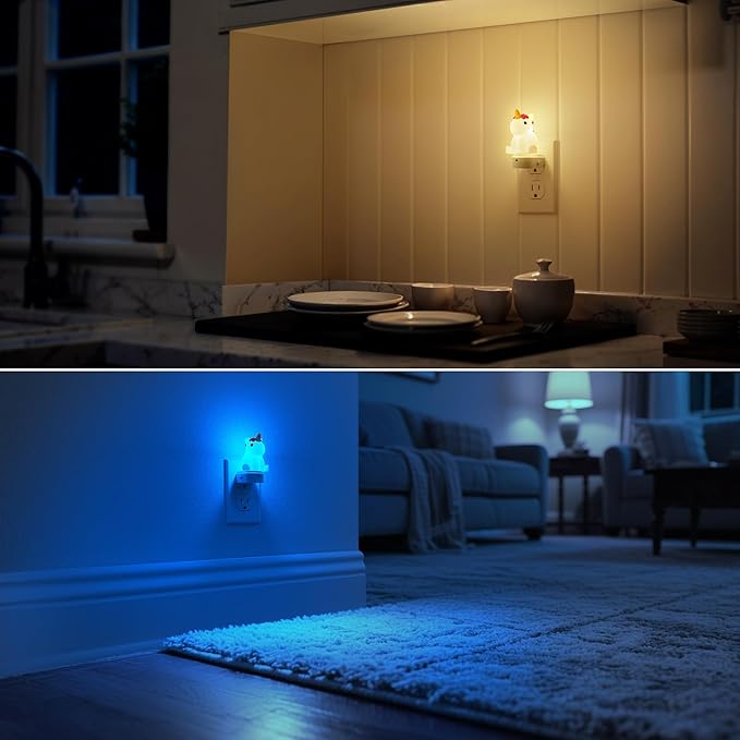 DORESshop LED Night Light for Kids, 3D Cute Unicorn Night Lights Plug into Wall with Dusk to Dawn Sensor, RGB+Soft White 3000K Night Light, Christmas Birthday Gift Nightlight for Kids, Room Decor