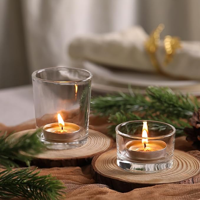 12pcs Assorted Votive Candle Holders, Clear Glass Candle Holder for Floating Candles, Tealight Candle Holder for Table Centerpiece, Wedding and Party Decor