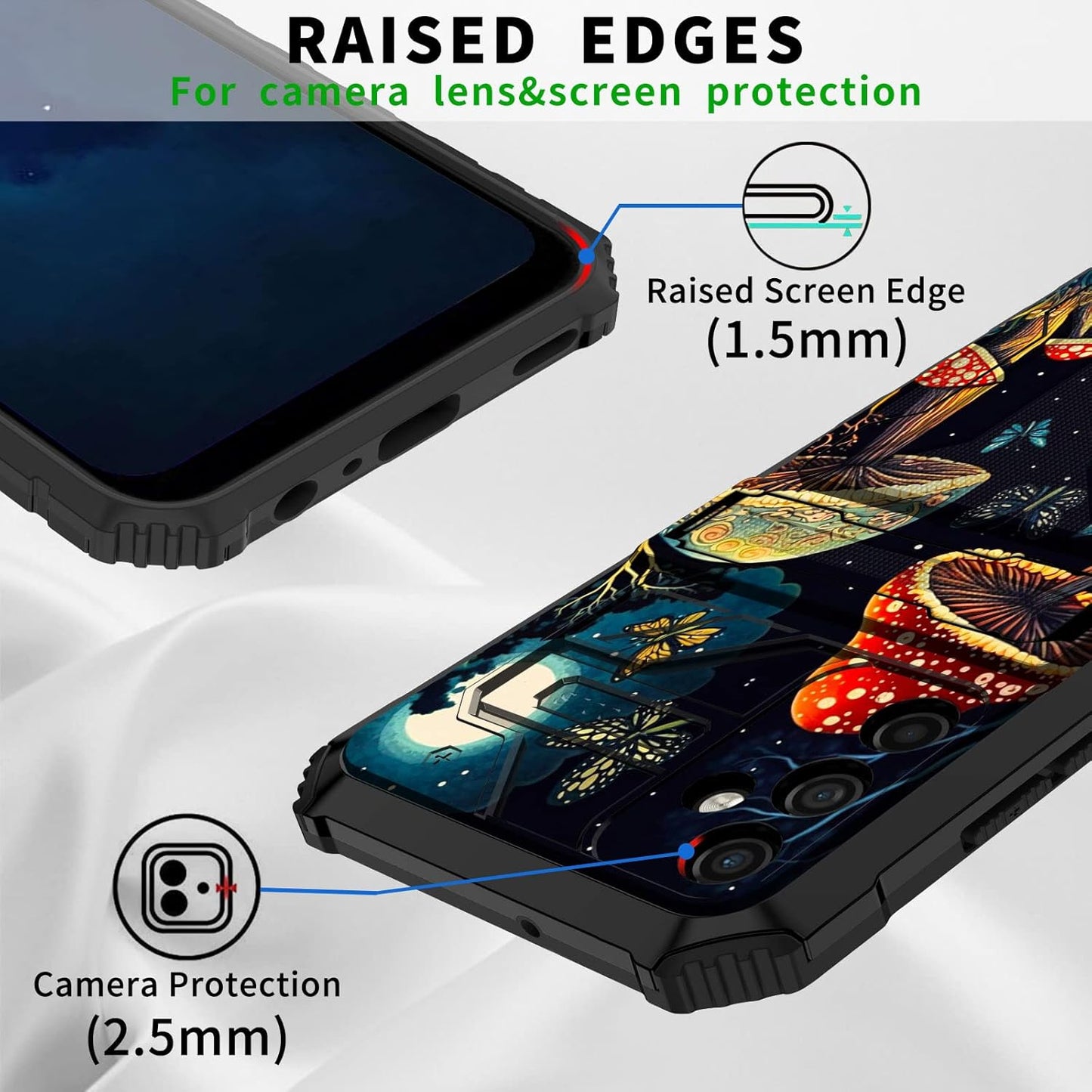 Galaxy A14 5G Phone Case for Samsung A14 5G, Wallet Case with Credit Card Holder & Kickstand, Dual Layer Hard PC Soft