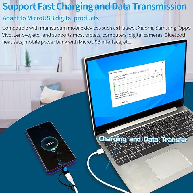 [2 Pack] USB-C Female to MicroUSB Male Charging Adapter,USB C to Micro Rubber Holder Silicone Case Compatible with Power Bank, Micro USB Device, Samsung S6 Edge, Note5, Nexus10, eMarker PD Cord