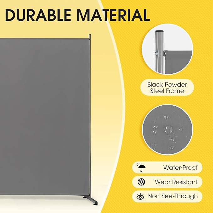 Rantila Indoor Room Divider, Portable Office Divider, Room Divider Wall Screen 2 Large Panel, Folding Partition Privacy Screen Walls Dividers for Room Separator 142" W x 71" H,Gray