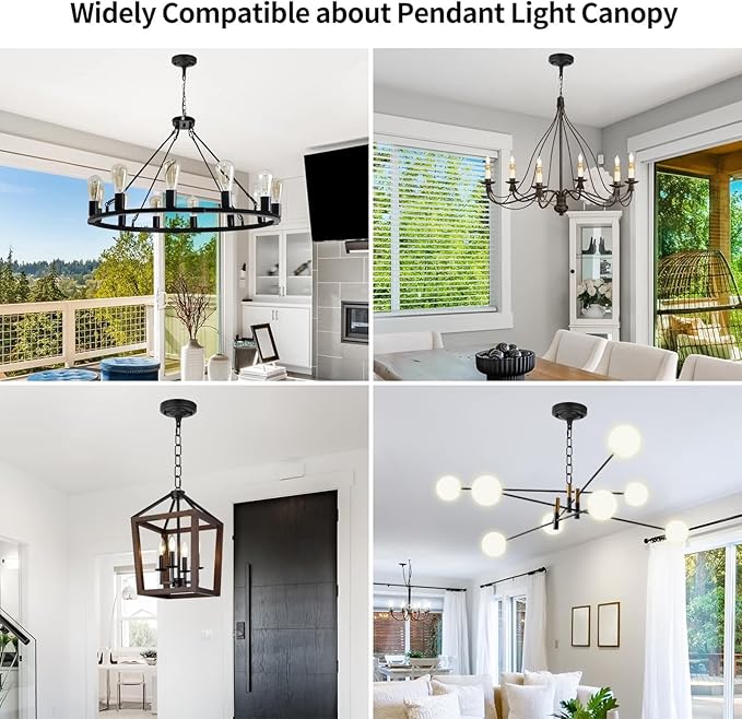 5.16Inch Light Canopy Kit with 6 Feet Chain, Ceiling Plate for Chandelier with Mounting Hardware, Iron Ceiling Canopy Kit for Pendant Light, Easy to Install