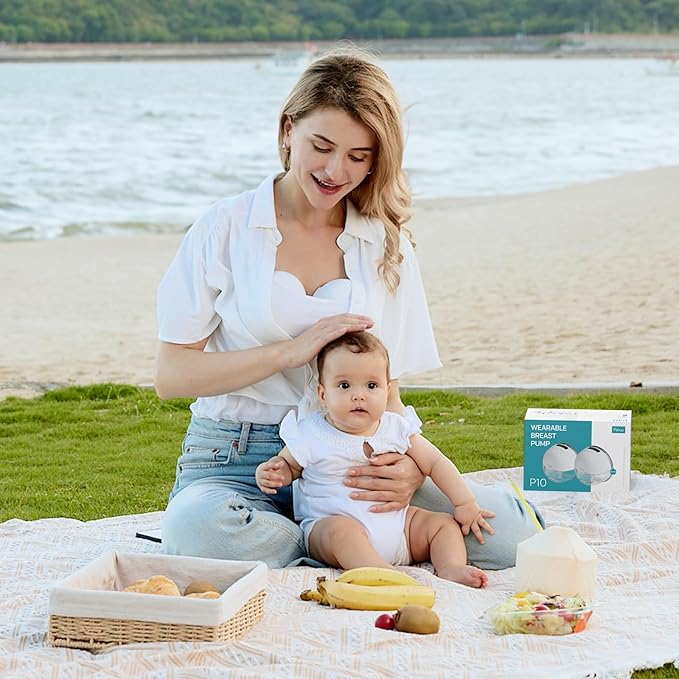 Paruu P10 Hands Free Breast Pump Wearable, 338mmHg Strong Suction, Low Noise, 4 Modes & 9 Levels, Electric Breast Pump Portable, Smart Display, 19/21/24/28mm Insert/Flange, 2 Pack (White)