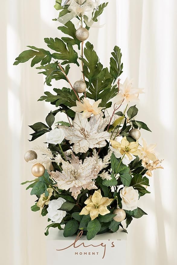 Ling's moment 41" Tall Free Standing Artificial Flowers Arrangements 2 pcs Wedding Arch Altar Stage Decorations Champagne Christmas for Ceremony Reception Rose Floral Party Outdoor Centerpieces Decor