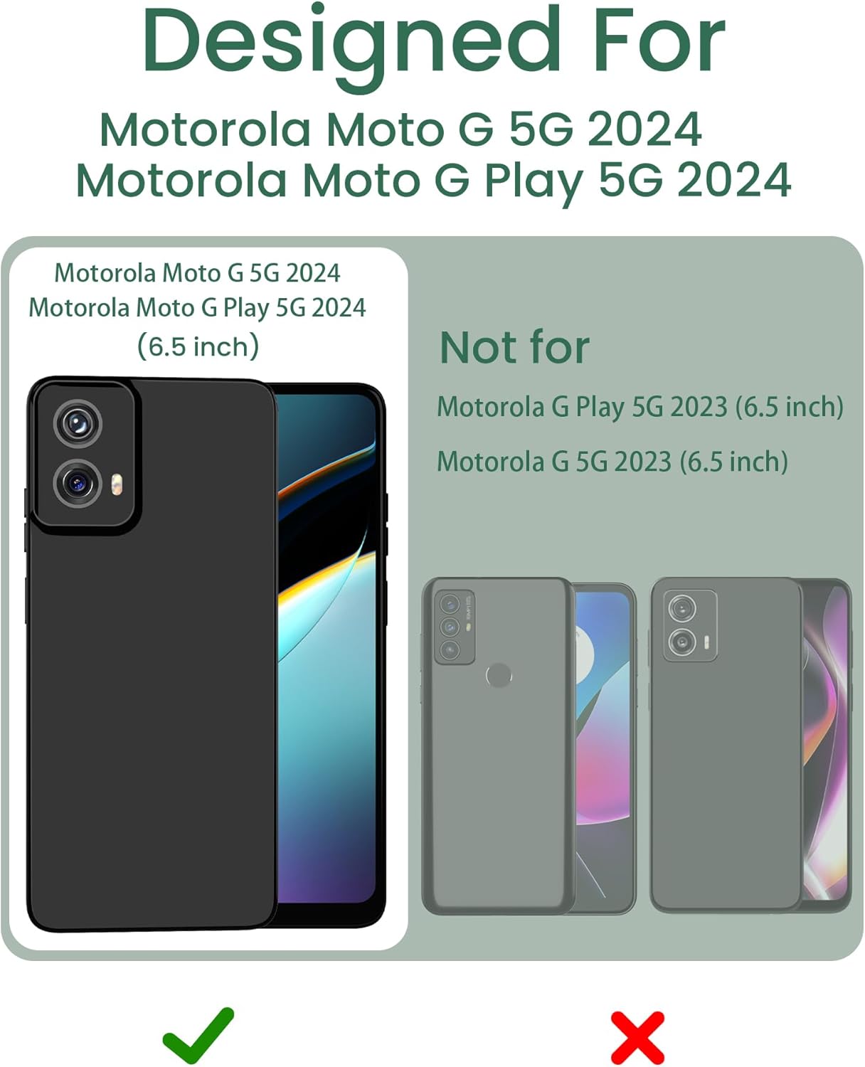 Motorola Moto G 5G 2024 Case, Girls Women Floral Liquid Silicone, Shockproof Soft Protection with 2X Screen Protectors