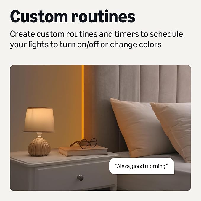 Amazon Basics Smart LED Light Strip, 32.8 Feet (2 Rolls of 16.4 Feet), RGB + Tunable White, Works with Alexa Only, 2.4 GHz Wi-Fi, No Hub Required