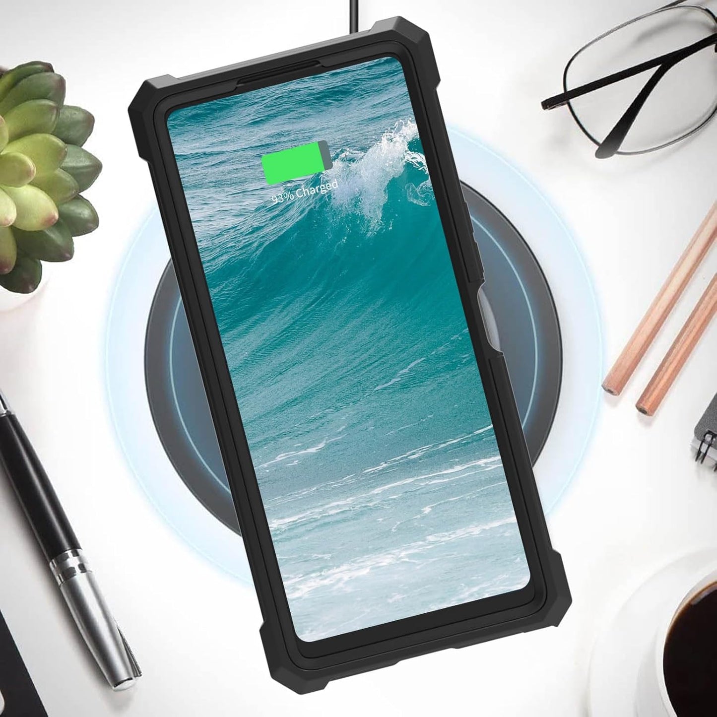 Rossy Case for TCL 40 XE 5G with Tempered Glass Screen Protector, Heavy Duty Shockproof Protective Cover with Skull