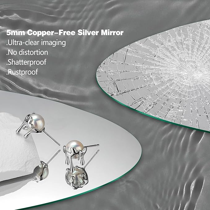 Niccy Round Led Mirror for Bathroom, 30" Circle Frameless Backlit Mirror wiht Light, Anti-Fog, 3 Colors, Waterproof, Memory Function
