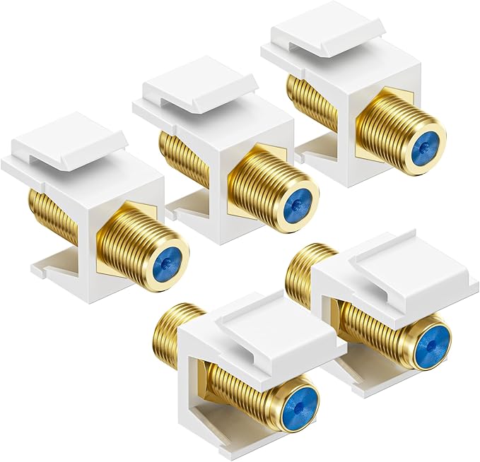 Cable Matters 5-Pack RG6 Keystone Jack Insert, Coaxial Keystone Jack Insert Gender Changer