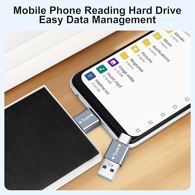 USB 3.1 Male to USB C Male Adapter (2 Pack), USB A to USB C Connector, 10G Data Transfer for Smartphone,Tablet, Laptop, Power Bank