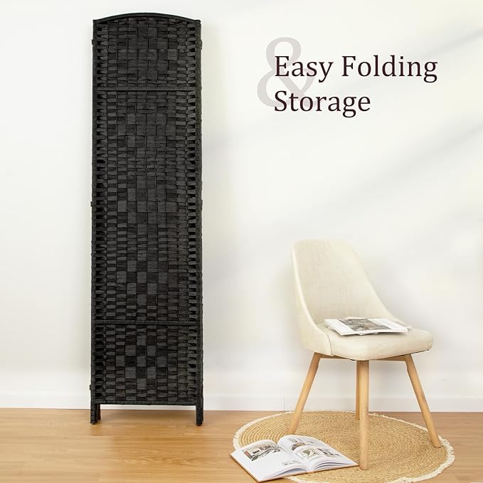 Rose Home Fashion 6 ft Tall Room Divider, Room Dividers and Folding Privacy Screens, 15.7in Privacy Screen 3 Panel Partition Temporary Wall Separation for Private, Black