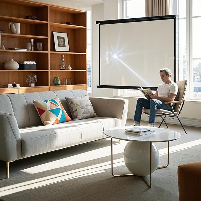 72 Inch Foldable Projector Screen for Wall, Hanging Portable Projector Screen Outdoor & Indoor - Thickened Anti-Crease White Screen with 4 Corner Ropes for Camping, Home Theater, Party