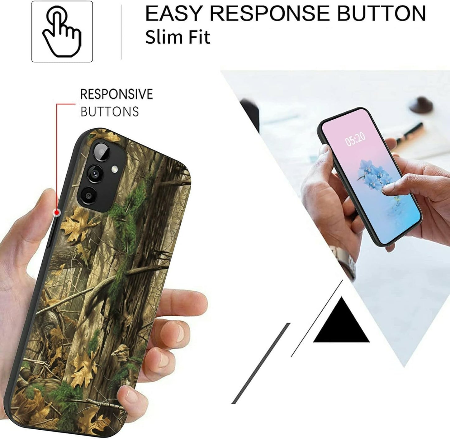 Samsung Galaxy A14 5G Case by Rossy - Slim Soft TPU Camouflage Tree Pattern, Shookproof Protection for 6.6" Phone.