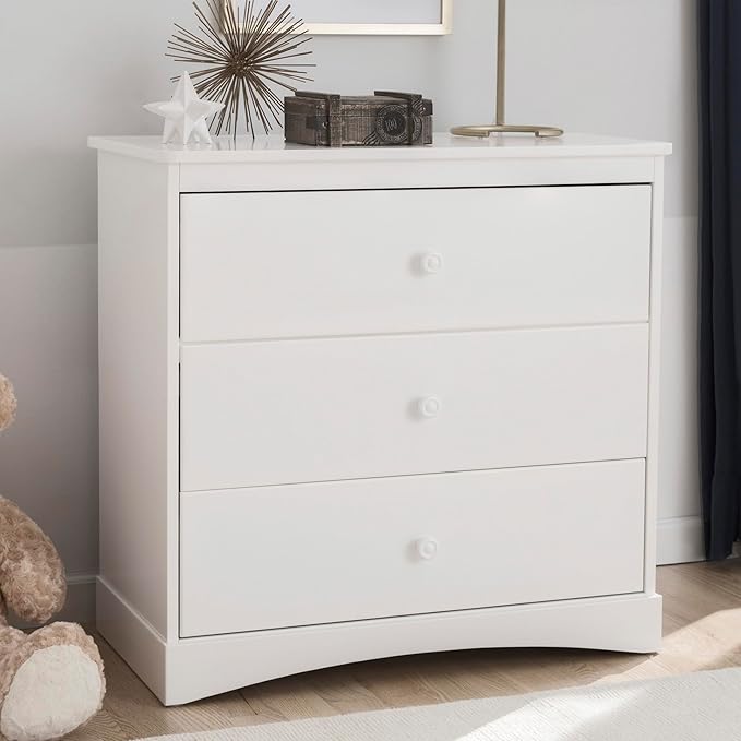 Delta Children Sutton 3 Drawer Dresser with Changing Top and Interlocking Drawers - Greenguard Gold Certified, Bianca White