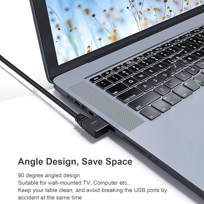 SuperSpeed USB 3.0 Male to Female Extension Data Cable Left Angle 2PCS (20CM,8IN)(Notice:pls Check The Left Angle in Picture)