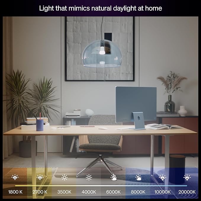 Philips Hue Smart LED A19 Bulb, White & Color Ambiance, E26 Base, 7.2W, Full Spectrum Light 1000K-20000K, 810 Lumens, Dimmable, Works with Alexa, Google,& Apple Home, 4pk