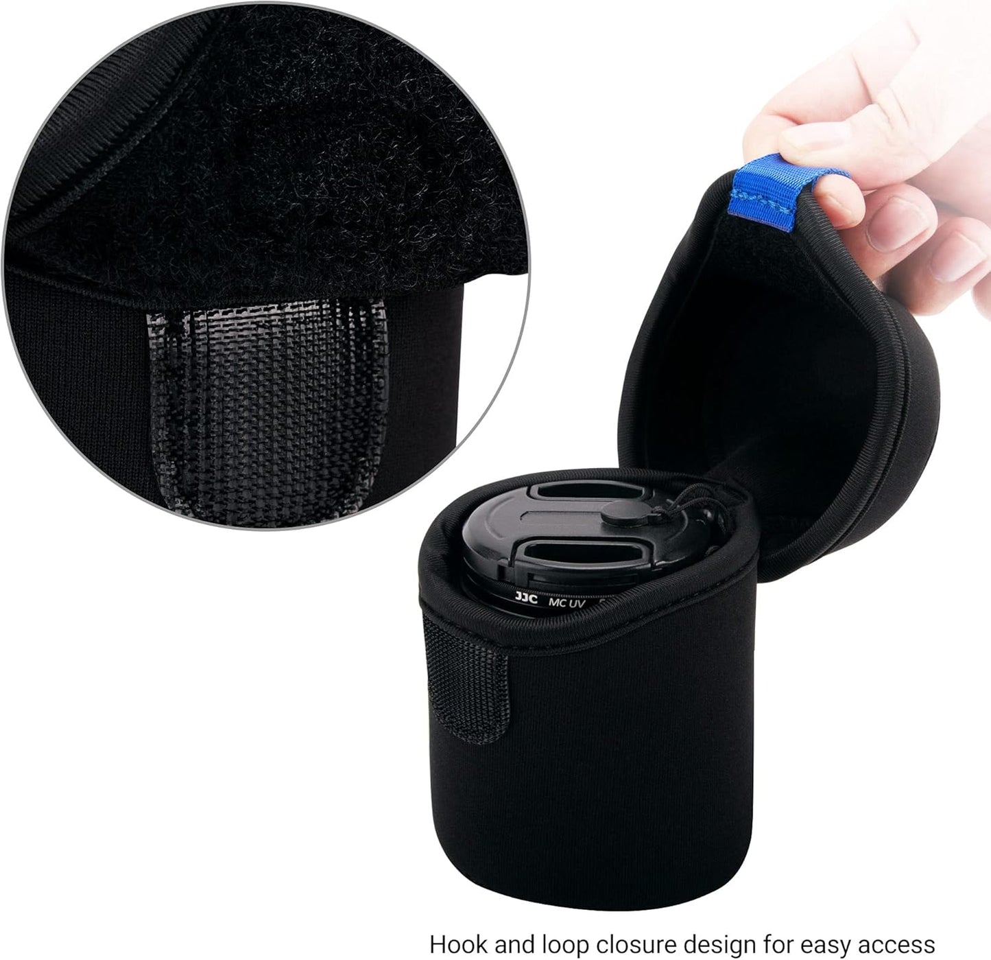2.6 3.1(D 50mm f/1.8, 55mm f/1.8, 56mm f/1.4 JJC Water Resistant Neoprene Camera Lens Pouch Case, Fold-Over Lens Bag