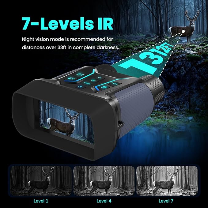 Night Vision Binoculars for Adults & Kids - 4.5'' Screen Infrared Night Vision Goggles Camera with Case, 4K Video & 36MP Photos, 8X Digital Zoom, 7-Level Infrared, 4500mAh Battery for Camping,Security