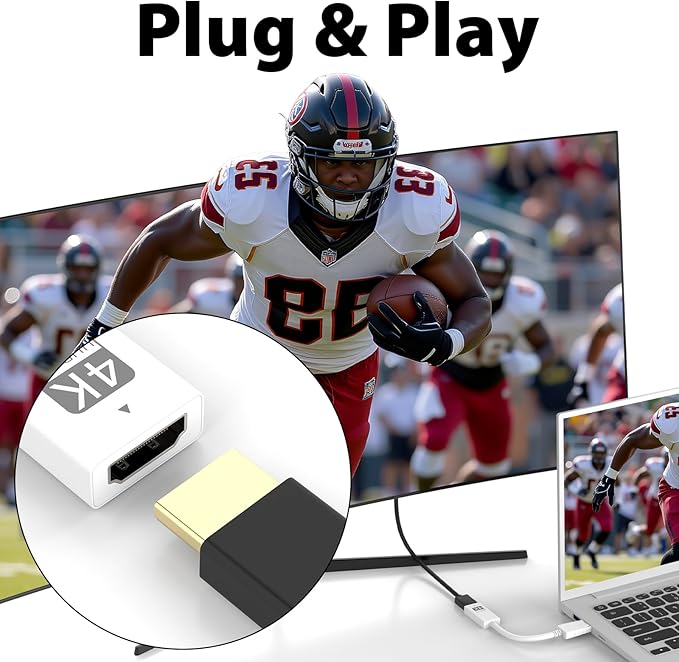 Cyberguys DisplayPort (DP) to HDMI Adapter Cable, 4K@30Hz DP Male to HDMI Female Converter, Gold-Plated Connector w/ Secure Latch, Compatible with Dell HP Lenovo ASUS, Computer to Monitor/TV/Projector