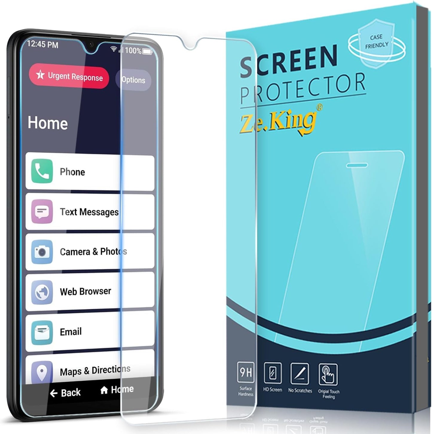 Lively Smart 4/Jitterbug Smart4 Tempered Glass Screen Protector 3 Pack, 9H Hardness, HD Clarity, Case Friendly, Bubble