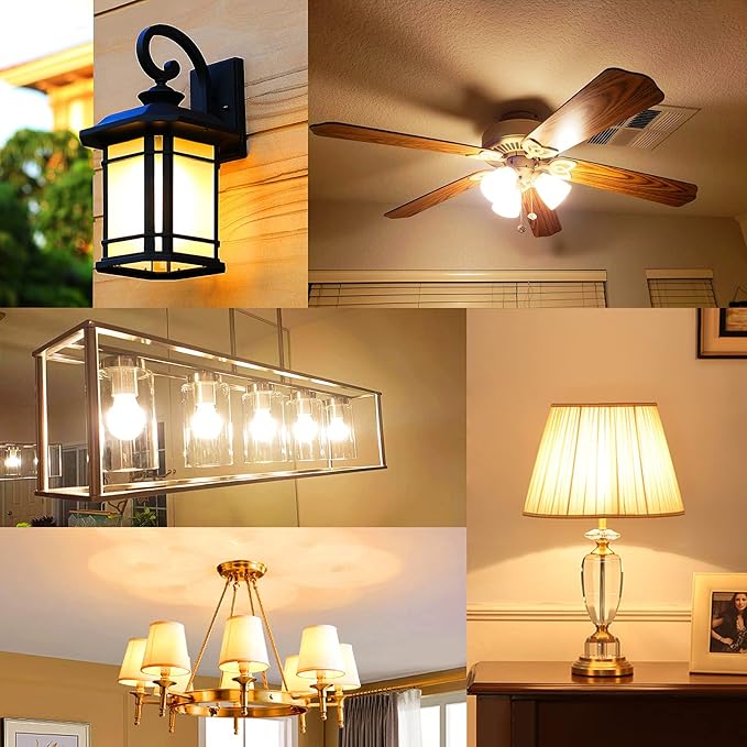 E12 LED Candelabra Light Bulbs, 60 Watt Equivalent, 120V Chandelier Llight Bulb, A15 / G45 Shape Ceiling Fan Light Bulbs, Bright Small Bulb Non-Dimmable, Warm White 2700K, 12 Pcs