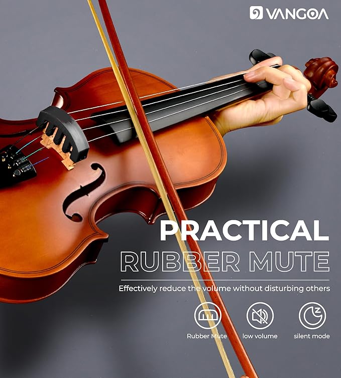 Vangoa 3/4 Violin Beginner Acoustic Violin Fiddle Three Quarters Starter Set for Students with Violin Case, Rosin, Shoulder Rest, Tuner, Strings, Violin Bow, Fingerboard Sticker, Mute, Natural