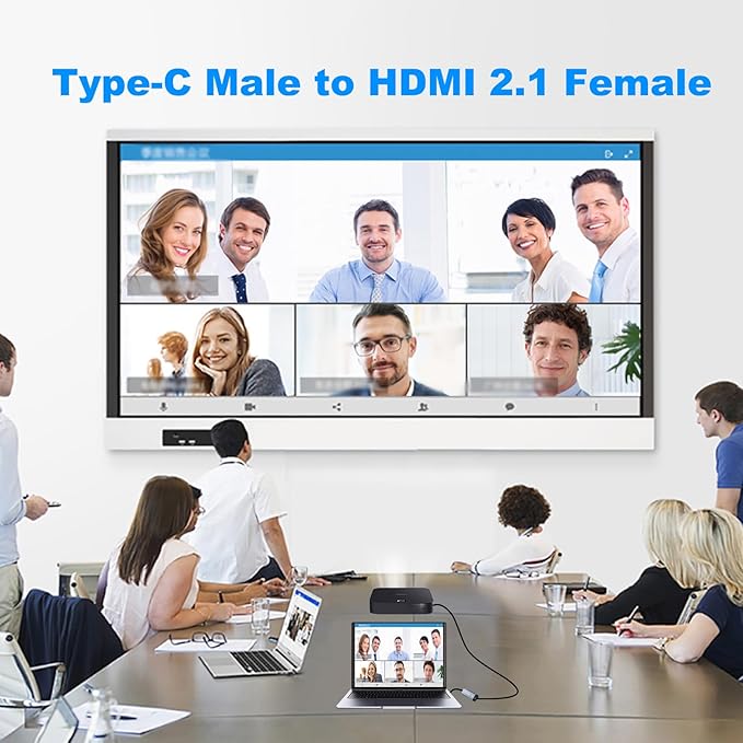 8K USB C to HDMI Adapter, Type-C Male to HDMI 2.1 Female Cable, (8K@60Hz,4K@120Hz,4K@30Hz,,2K@240Hz) ,Thunderbolt 4/3 HDR HDCP 2.3, for MacBook Pro/Air,iPad Pro,XPS,S22,iPhone 15 Series Galaxy S23