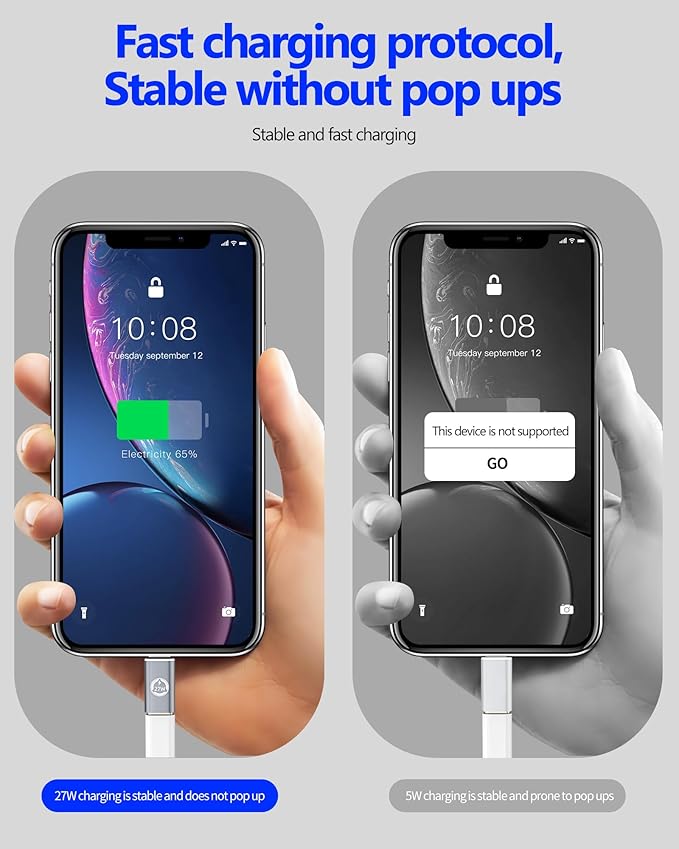 27W USB C to Lightning Adapter for Iphone 14 13 12 11 Pro Cable for Apple Mfi Type Female (3Pack) PD Charger Connector Converter Adaptador Tipo Port Thunderbolt Dongle for Ipad Air Lighting Male Power