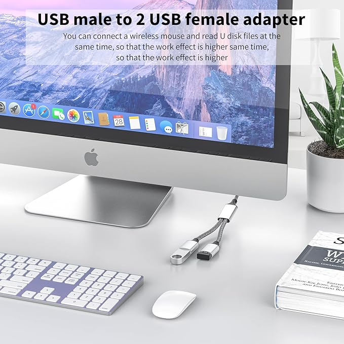 MOGOOD USB 2.0 Adapter, Dual USB Port Extender Hub for Laptop/Mac/Tesla Model 3 Charging/Data Transfer