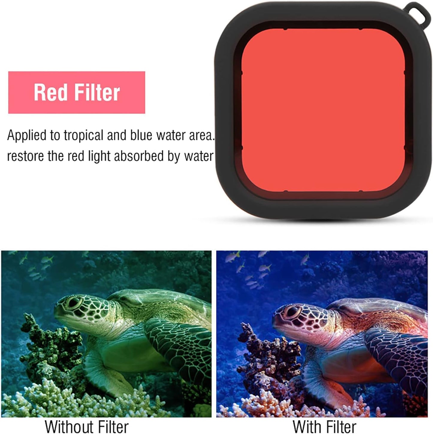 Yctze ABS Diving Lens Filter with Rope for 8 Action Camera Waterproof Shell - Underwater Filters Accessories