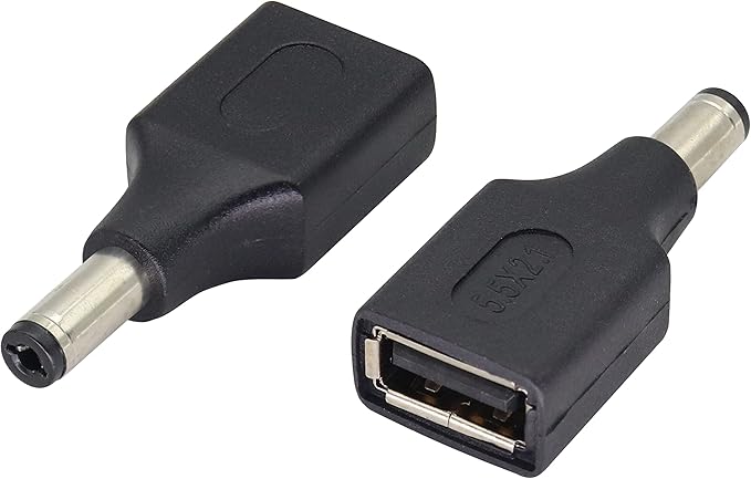 (2 Pack) 5V USB to DC5.5 × 2.1 mm Plug Power Converter Adapter USB 2.0 A Female to DC 5.5×2.1mm Male DC Barrel Power Plug Charger Cord Connector for 5V DC or USB Charging Device(F/5.5×2.1)