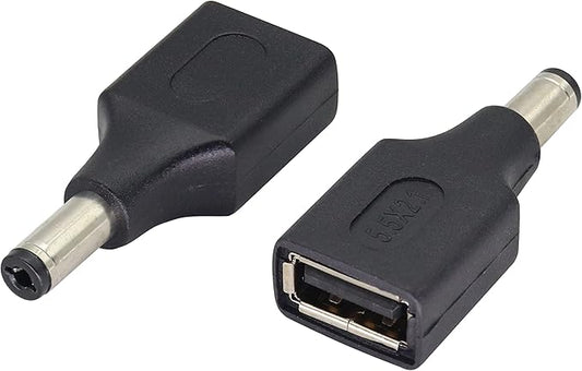 (2 Pack) 5V USB to DC5.5 × 2.1 mm Plug Power Converter Adapter USB 2.0 A Female to DC 5.5×2.1mm Male DC Barrel Power Plug Charger Cord Connector for 5V DC or USB Charging Device(F/5.5×2.1)