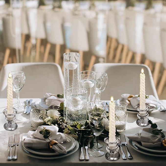 Foaincore 84 Pcs Candlestick Holders Bulk 2.5 Inch Taper Candle Holder for Table Centerpiece Thick Glass Ritual Candle Stand for Wedding Christmas Valentines Festival Party Decorations (Clear)