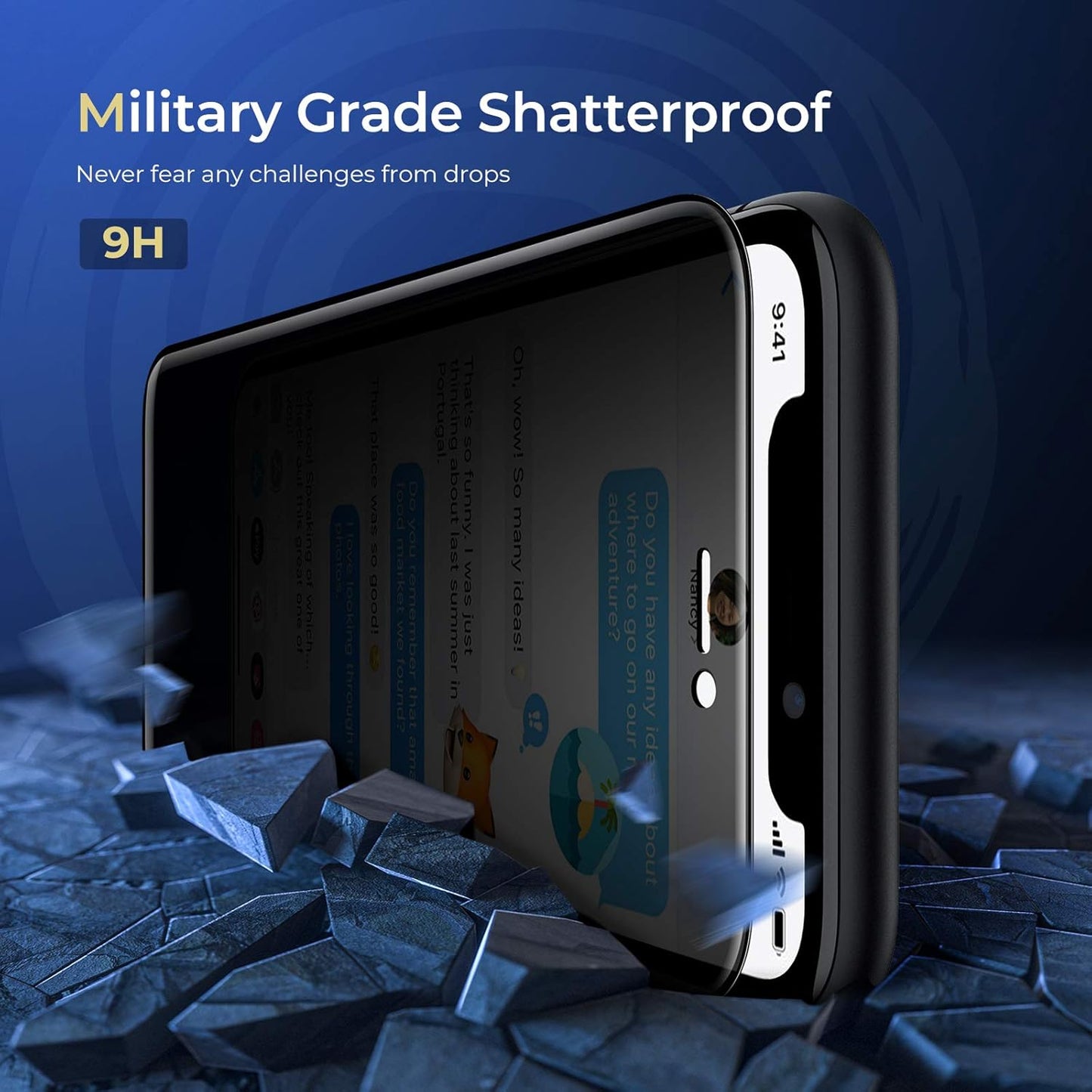 ORIbox Privacy Screen Protector for iPhone 11, XR (6.1 Inch), Anti-Spy Tempered Glass, 2 Count