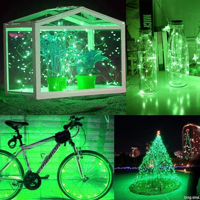 String Lights,LED Copper Wire Lights, Each Set 33ft/10M 100LEDs and 2 Remote Control.AA Battery Powered,Decor Rope Lights for Holiday,Wedding, Parties.(Green)