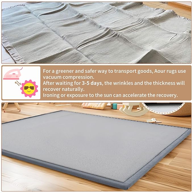 Baby Play Mat for Floor - 1.4" Thick Memory Foam Rug, 80"x80" Playpen Tummy Time Mat, Soft Velvet Nursery Rug, Large Padded Crawling Mat, Cushioned Pads for Playroom Toddlers, Infants, Yoga, Tatami