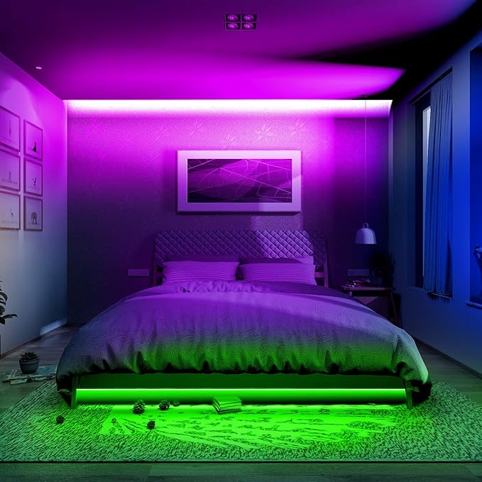 phopollo Led Strip Lights Color Changing 16.4ft Flexible 5050 RGB Led Lights Kit with Power Supply and 44 Keys Remote