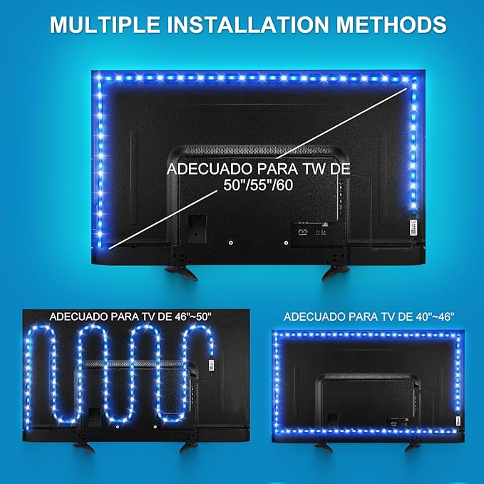 LED TV Lights,16.4ft Smart RGB Strip for 45-75 Inch TVs, Music Sync Bluetooth App & Remote Control, USB-Powered LED Lights for Gaming, Bedroom, PC, Home Theater