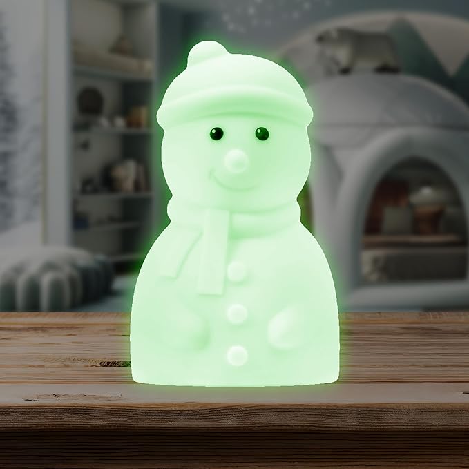 Lumipets Junior Snowman Night Light, Soft Silicone Material, 8 Soothing Colors, Cordless, Easy Control, Portable