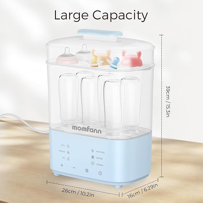 Bottle Sterilizer and Dryer, All-in-One Electric Steam Sterilizer Bottle Sanitizer for Baby Bottles, Pump Parts Accessories Newborn Essential (Blue)