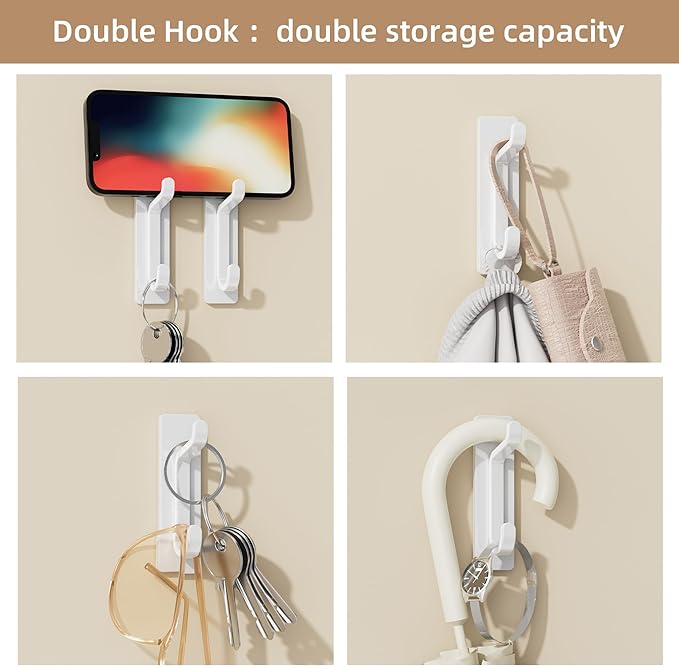 pickpiff 12 Pack Wall Hooks for Coat and Towel: 13LB Adhesive Door Hanger Stick on, White
