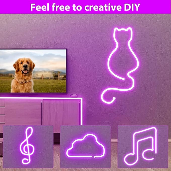 Lamomo LED Strip Lights, 32.8Ft Purple Neon Led Rope Lights, 0.65in/Cut DIY Flexible Silicone Waterproof 24V Led Light Strip for Bedroom,Indoor, Living Room, Kitchen（Power Adapter not Included）