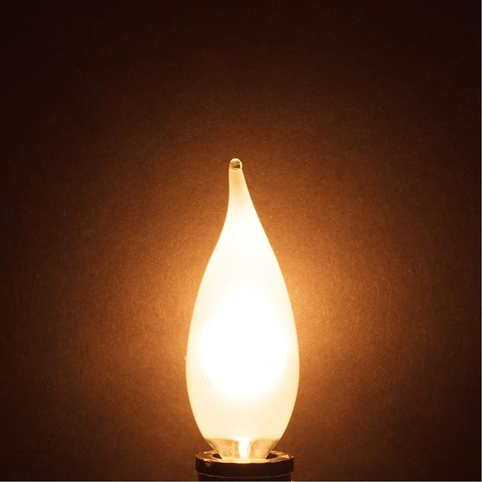 Simba Lighting Candelabra Flame Tip Frosted CA10 25W E12 Base (12 Pack) Decorative Incandescent Light Bulbs 120V for Chandeliers, Ceiling Fan Lights, Pendants, Wall Sconces, Dimmable, Warm White 2700K
