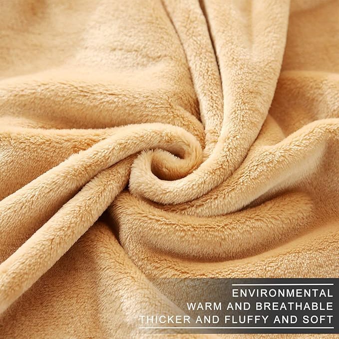 Polar Fleece Throw Blankets Travel Size for The Bed Extra Soft Brush Fabric Super Warm Sofa Throw Blanket 50" x 61"(Camel Travel)