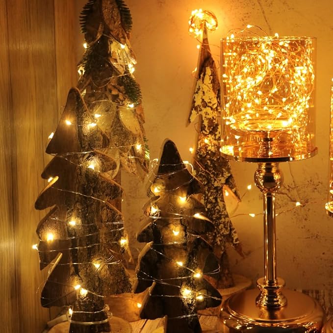 [6-Pack] 7Feet Starry String Lights,Fairy String Lights 20 Micro Starry LEDs On Copper Wire, 2pcs CR2032 Batteries Included,For Wedding Centerpiece,Party,Christmas Table Decor(Copper Warm White)