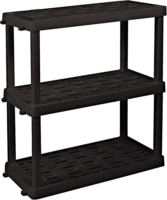 Oskar Storage Shelves - Bathroom Wall Organizer, Kids Room Toys Book Shelf, No Drill Heavy Duty, Kitchen Closet Garage Outdoor 3 Tier Stackable Plastic Shelving Unit