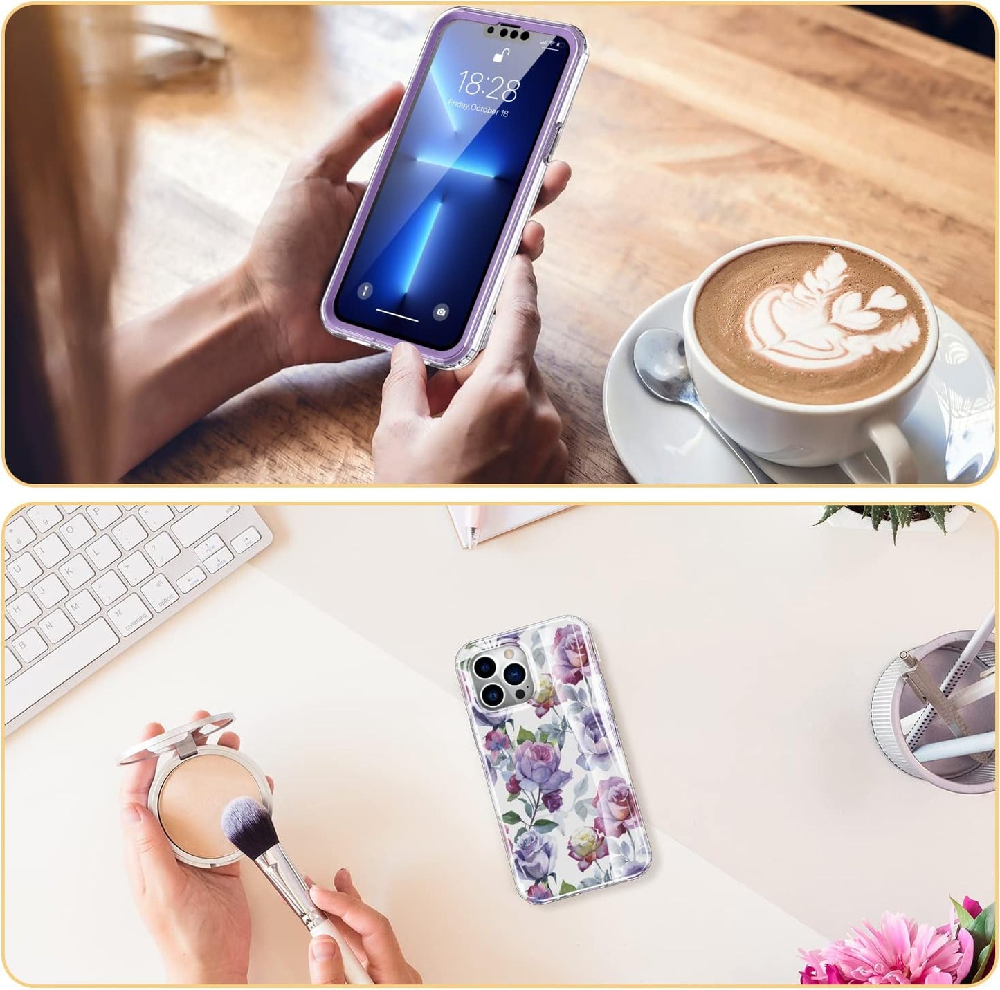 Esdot iPhone 13 Pro Max Case with Built-in Screen Protector, Military Grade Cover with Fashion Designs